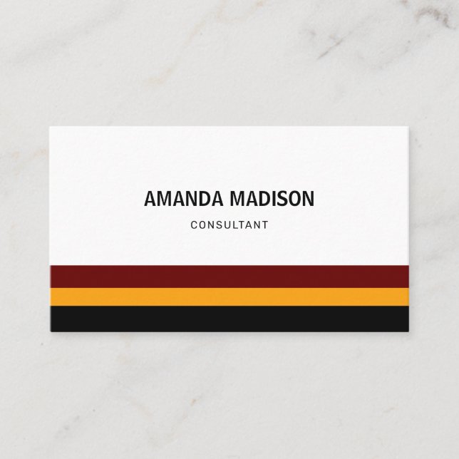 Business card with coloured stripes. (Front)