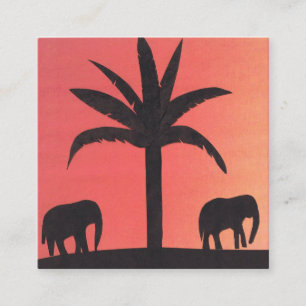 Business Card with Elephant Silhouettes
