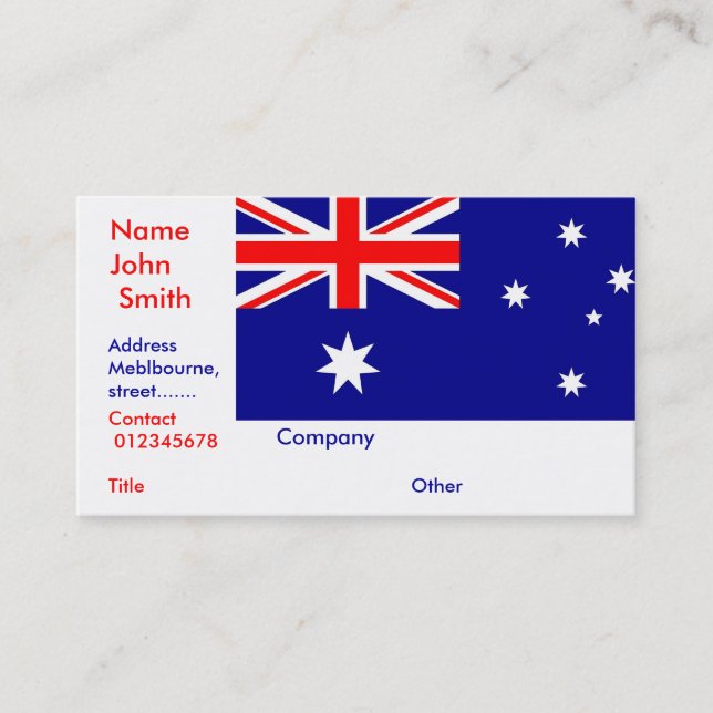 Business Card with Flag of Australia (Front)