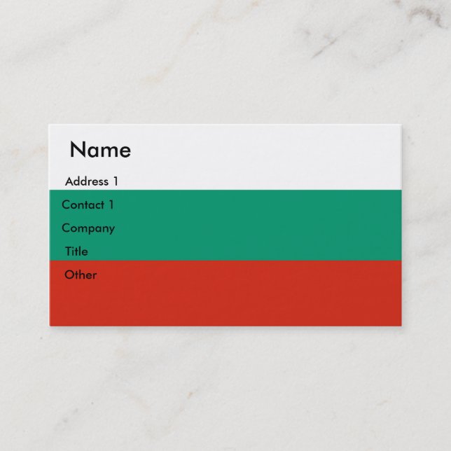 Business Card with Flag of Bulgaria (Front)