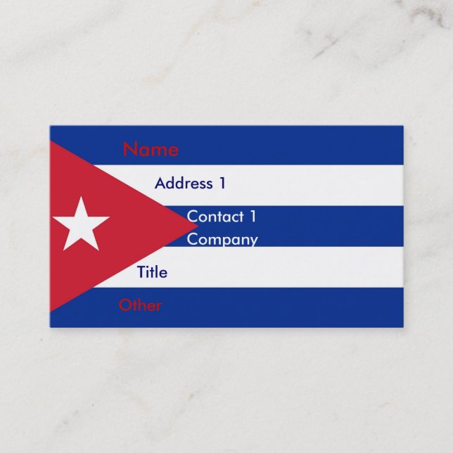 Business Card with Flag of Cuba (Front)