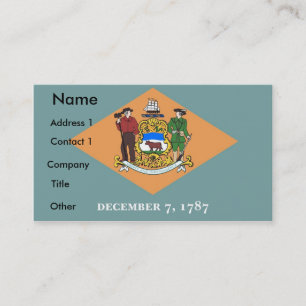 Business Card with Flag of Delaware U.S.A.