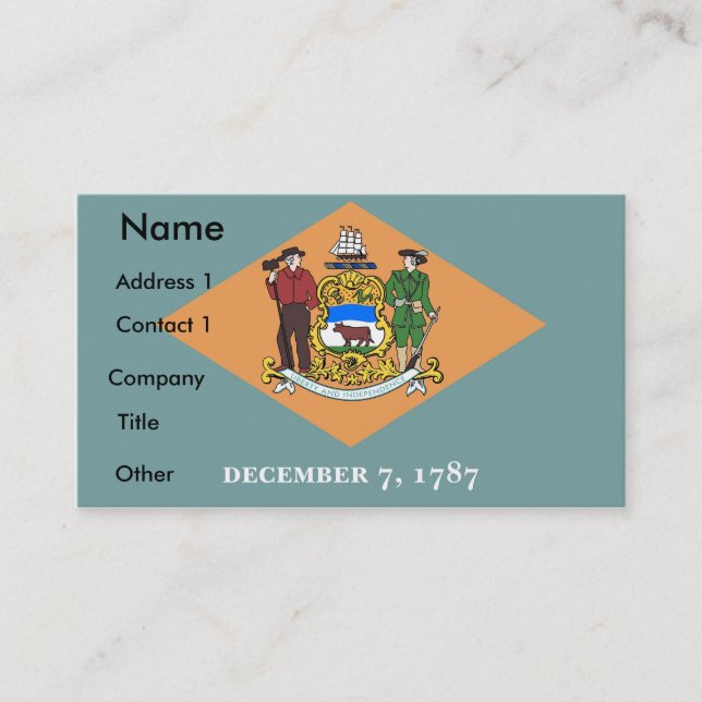 Business Card with Flag of Delaware U.S.A. (Front)