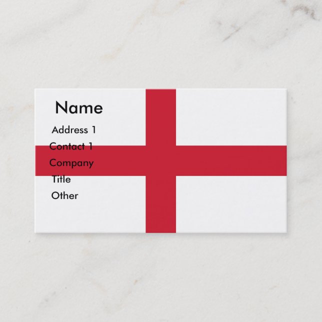 Business Card with Flag of England (Front)