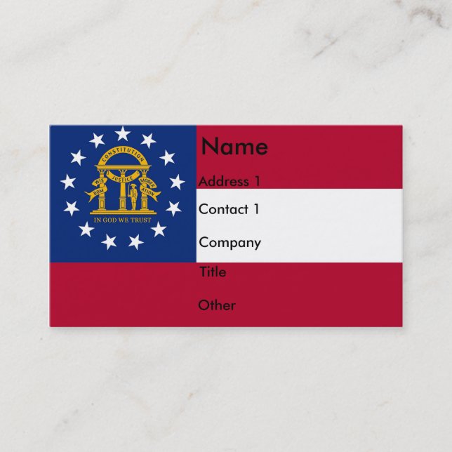 Business Card with Flag of Georgia U.S.A. (Front)