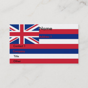 Business Card with Flag of Hawaii U.S.A.
