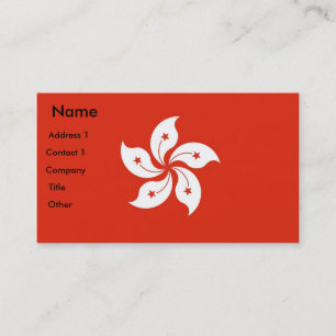 Business Card with Flag of Hong Kong, China