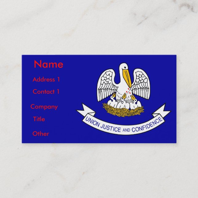 Business Card with Flag of Louisiana U.S.A. (Front)