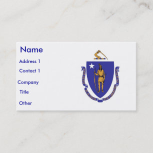 Business Card with Flag of Massachusettes, U.S.A.