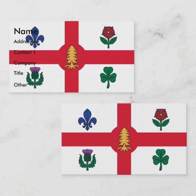 Business Card with Flag of Montreal, Canada (Front/Back)