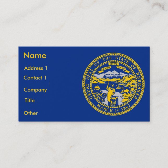 Business Card with Flag of Nebraska U.S.A. (Front)