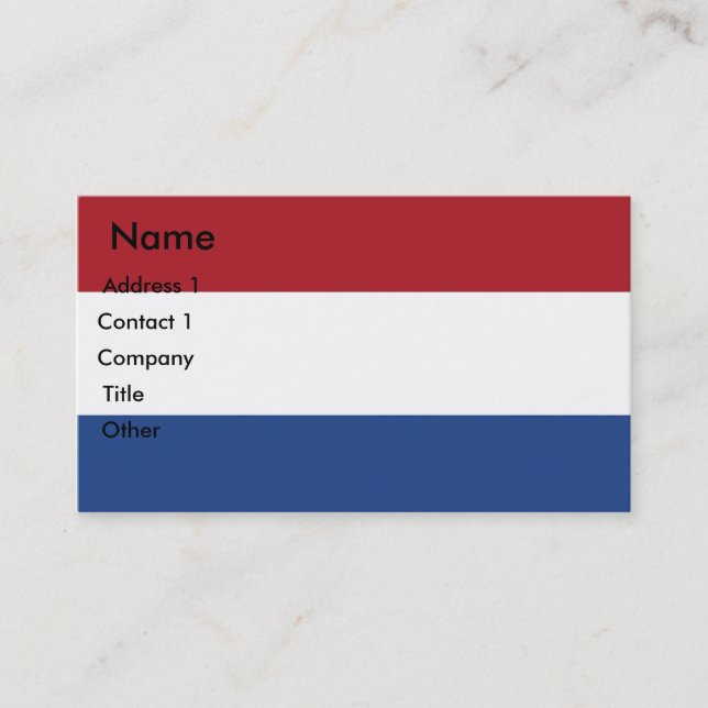 Business Card with Flag of Netherlands (Front)