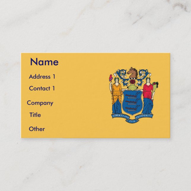 Business Card with Flag of New Jersey U.S.A. (Front)