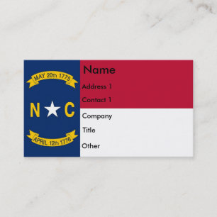 Business Card with Flag of North Carolina U.S.A.