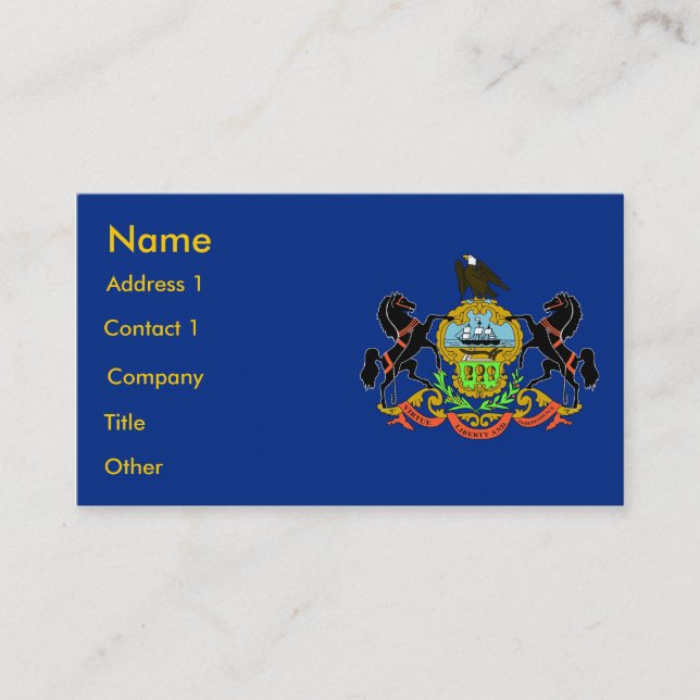 Business Card with Flag of Pennsylvania U.S.A. (Front)