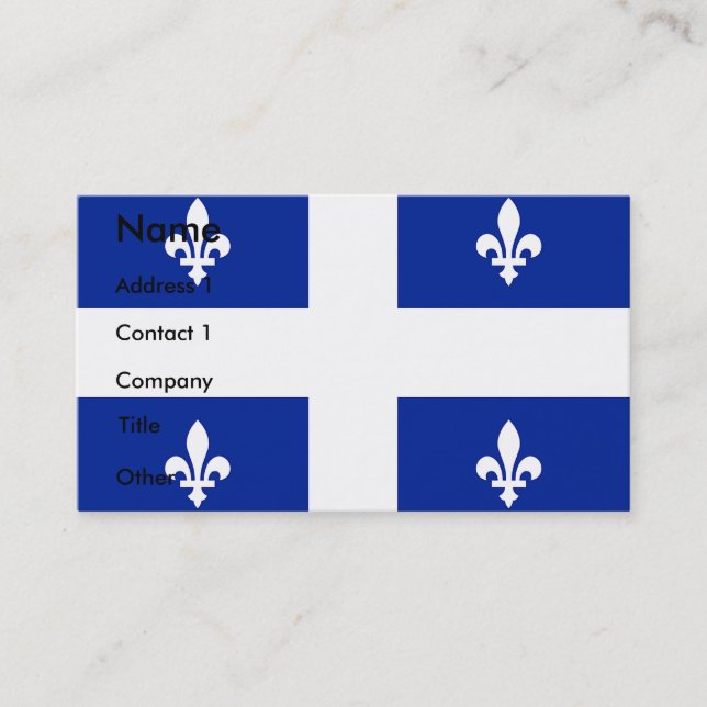 Business Card with Flag of Quebec, Canada (Front)