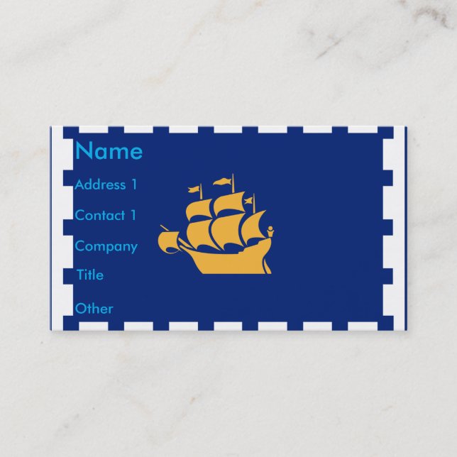 Business Card with Flag of Quebec City, Canada (Front)