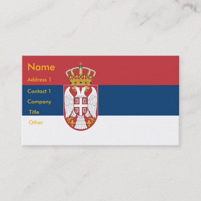 Business Card with Flag of Serbia (Front)