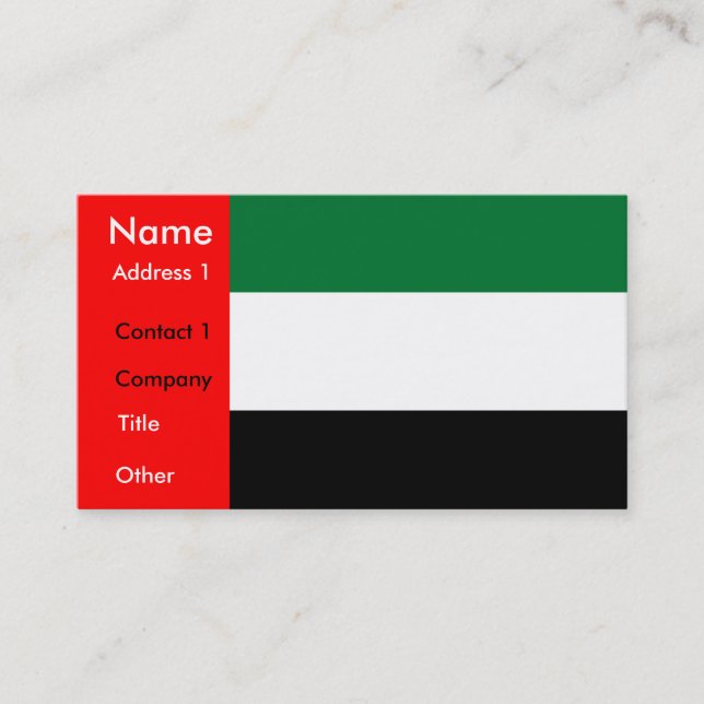 Business Card with Flag of United Arab Emirates (Front)
