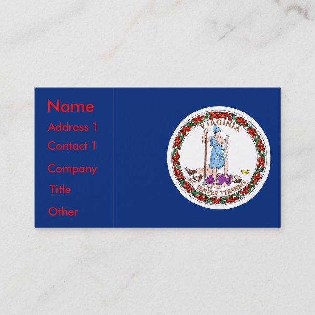 Business Card with Flag of Virginia U.S.A. (Front)