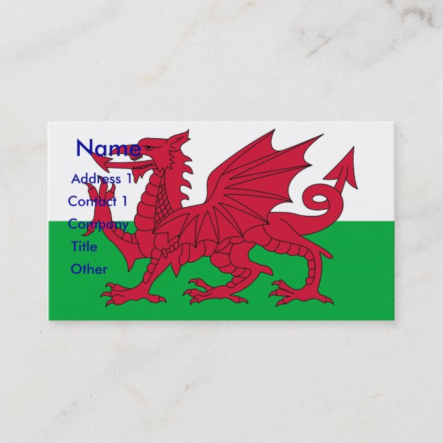 Business Card with Flag of Wales (Front)