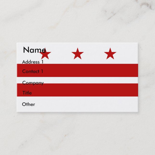 Business Card with Flag of Washington DC U.S.A. (Front)