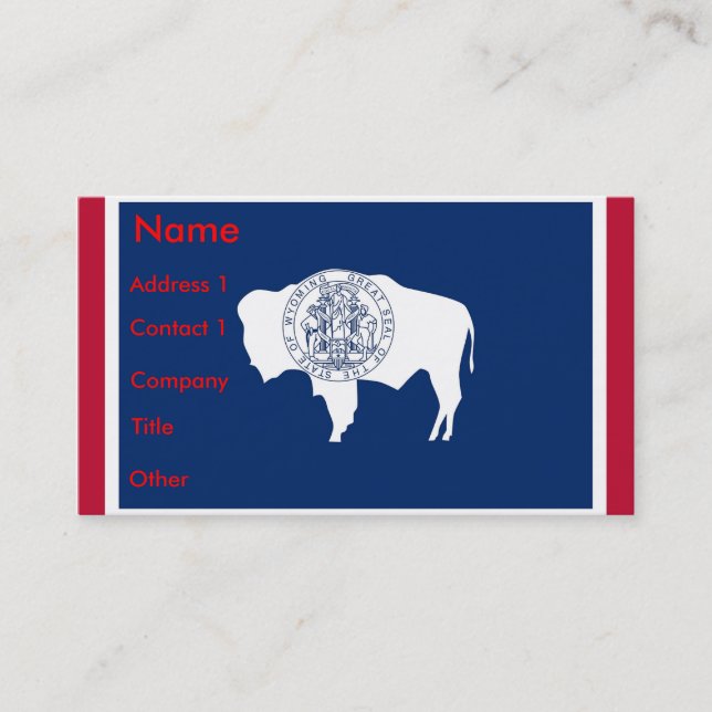 Business Card with Flag of Wyoming, U.S.A. (Front)