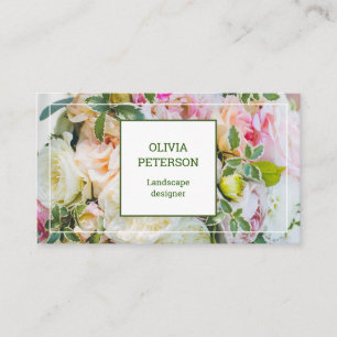 Business card with flower background.