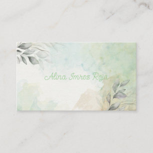 Business Card with Flowers and Watercolor 