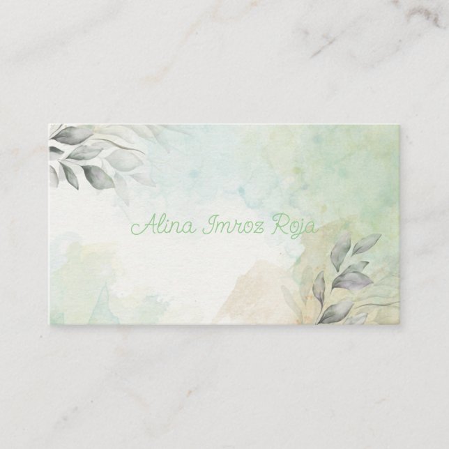 Business Card with Flowers and Watercolor  (Front)