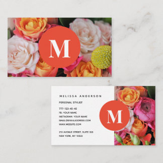 Business card with monogram and background.