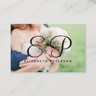 Business card with monogram in simple style.