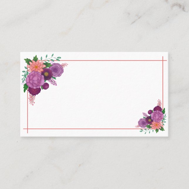 Business Card with Purple Flower Border (Front)