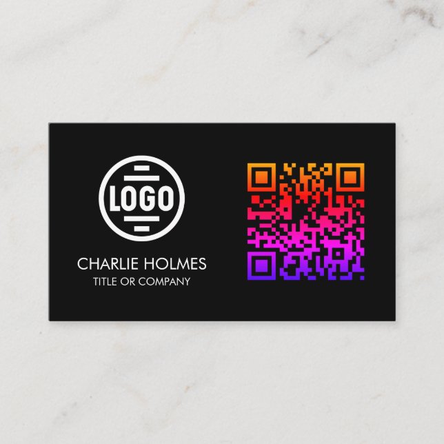 Business Card with QR Code | Black Modern Design (Front)