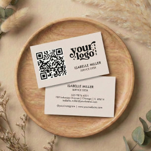 Business Card with QR Code   Modern Beige Design
