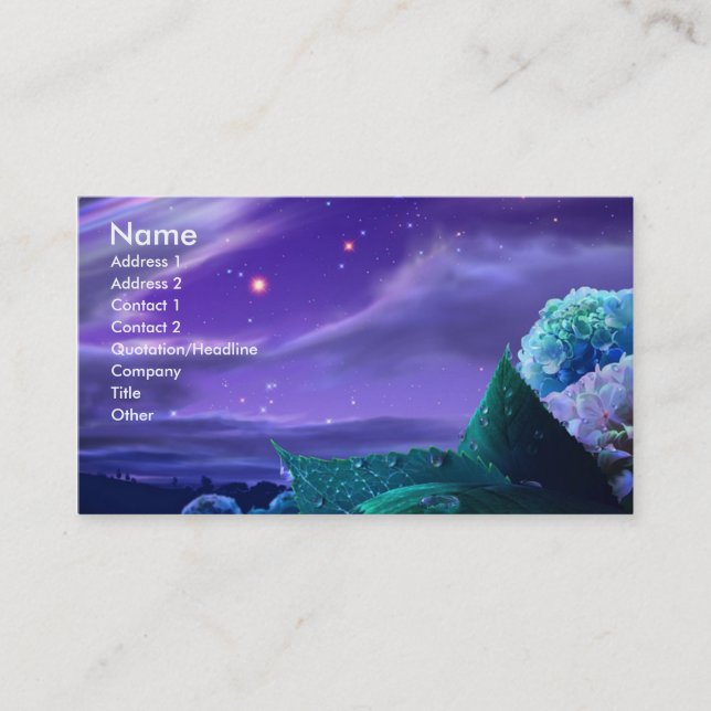 Business Card with Shades of Blue and Flowers (Front)
