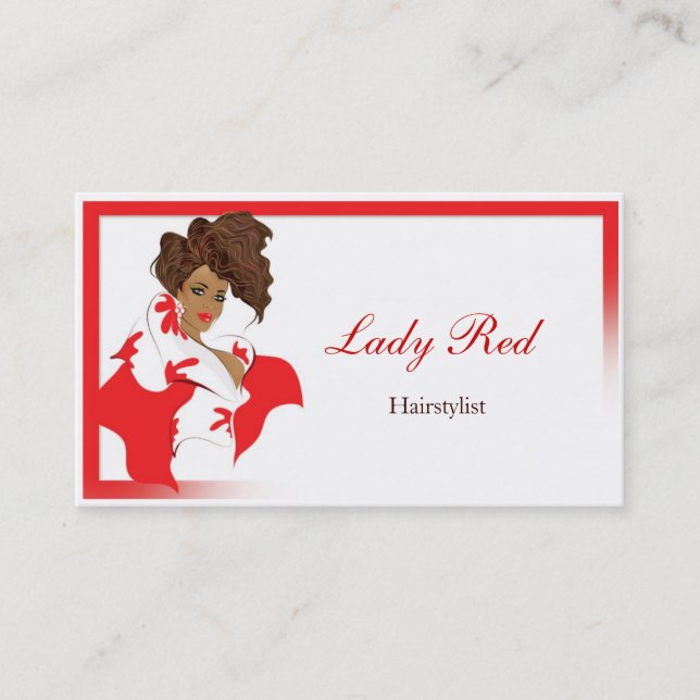 Business card with stylish afro woman illustration (Front)