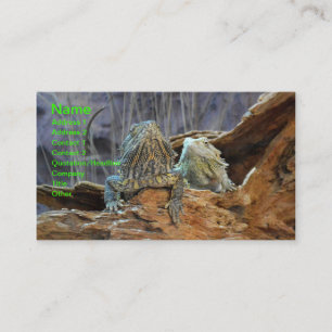 Business Card with two curious lizards