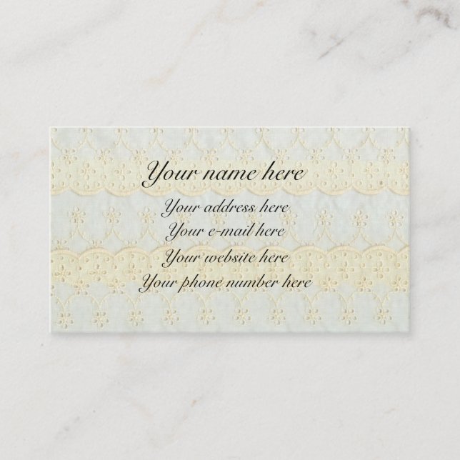 Business card with Victorian die-cut on back (Front)