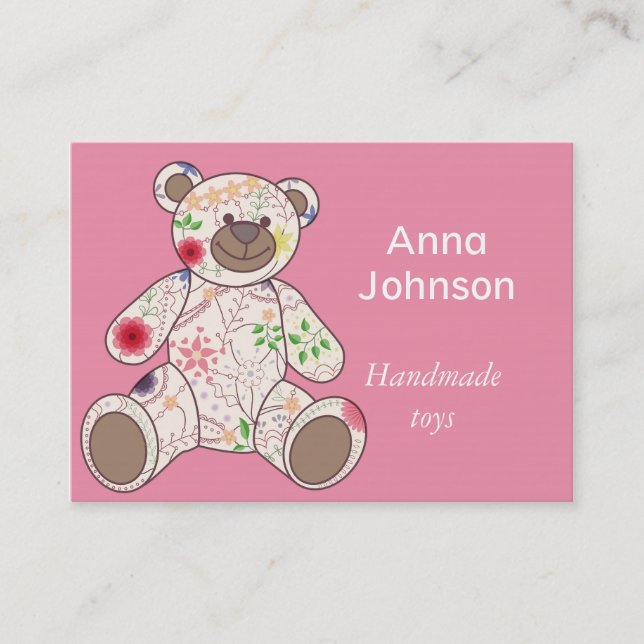 Business card with vintage bear toy (Front)