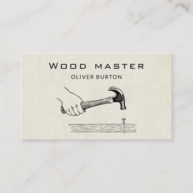 Business card with wood texture. (Front)