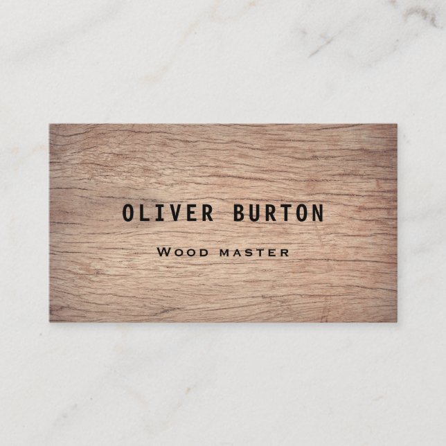 Business card with wood texture. (Front)