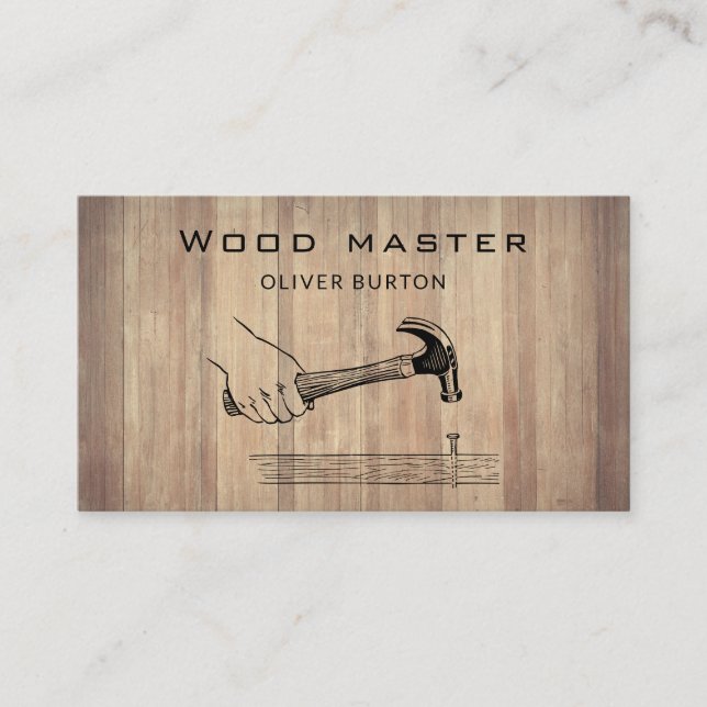 Business card with wood texture. (Front)