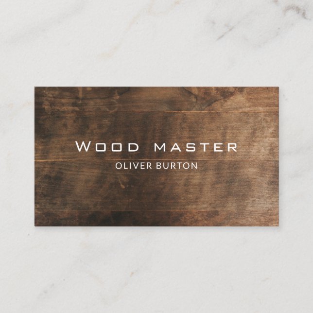 Business card with wood texture. (Front)