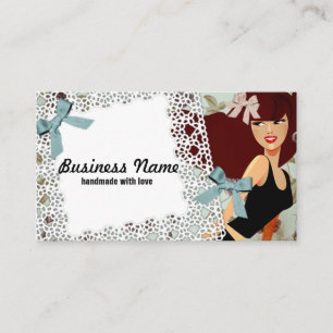 business card - woman, fashion, girl, hair bow