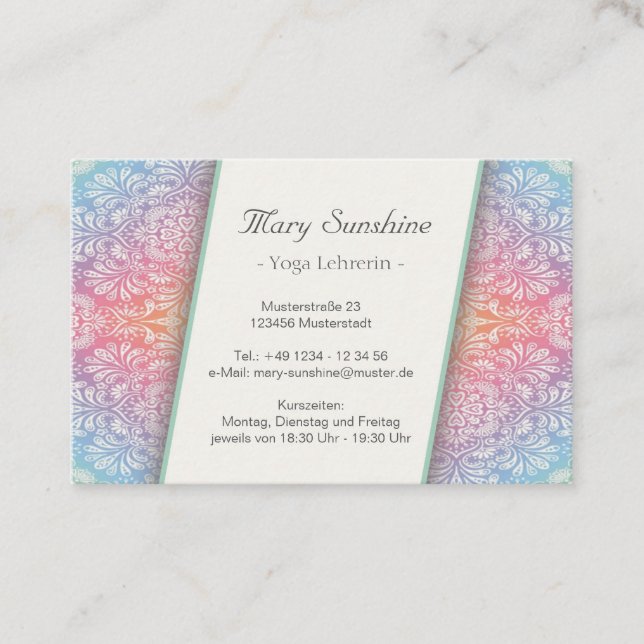 business card yoga, mandala, spiritual, yoga, (Front)