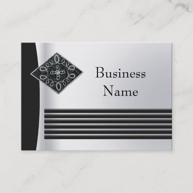 Business Card Zizzago Black Silver Art Deco (Front)