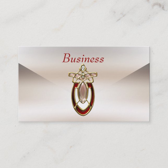 Business Card Zizzago Cream Silk Art Nouveau (Front)
