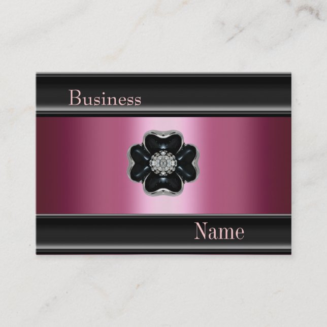 Business Card Zizzago Silk Pink Black Jewel (Front)