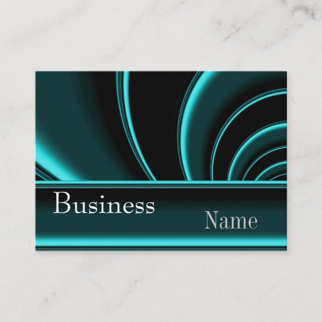 Business Card Zizzago Teal Black Silk Swirl 2 (Front)